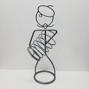 Wine Bottle Holder Counter Sculpture Metal French Man Waiter Pewter Barware